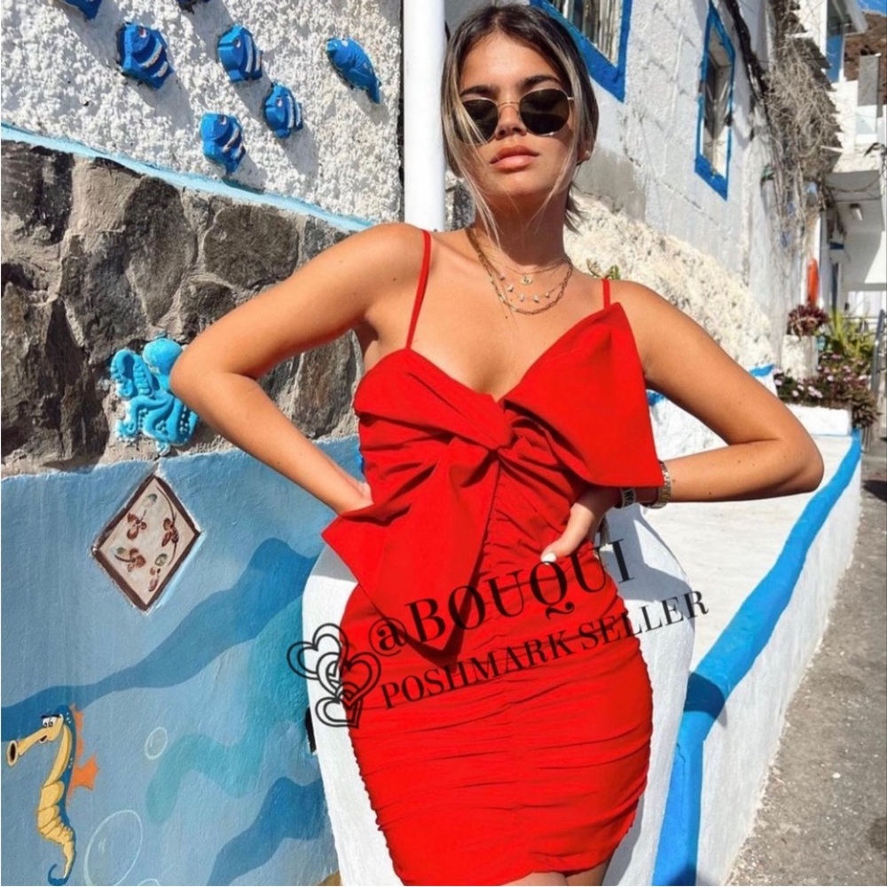 Red Bow-Tie Mini Dress